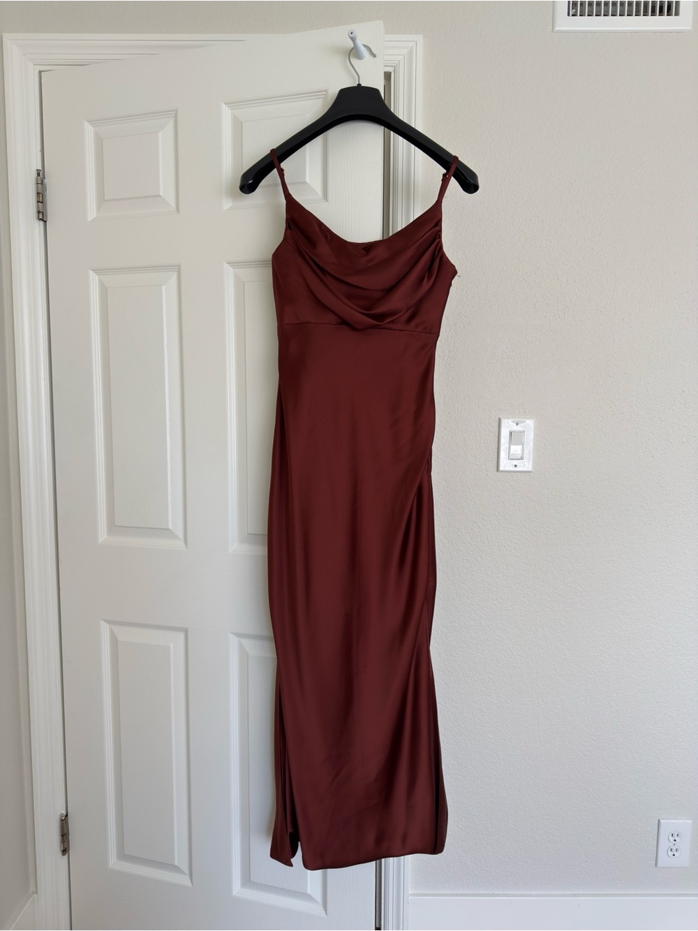 Satin Cowl Neck Slip Dress in Terracota - Picture 3 of 4
